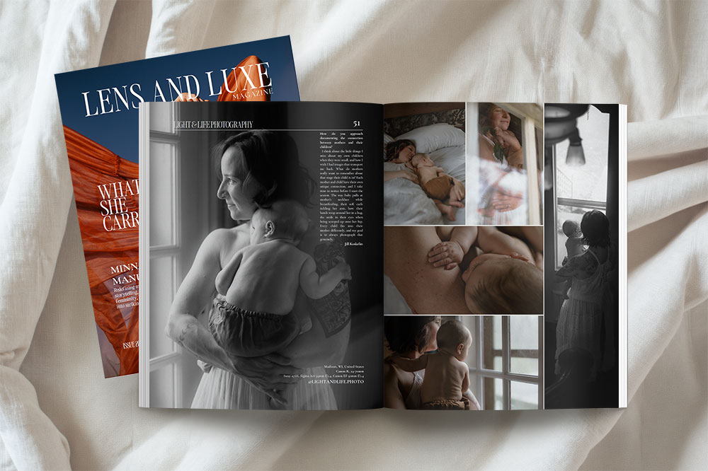 Lens and Luxe Magazine issue 28 featuring motherhood images by Jill Koskelin.